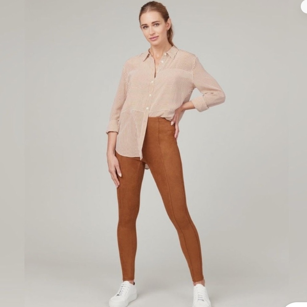 SPANX Faux Suede Leggings - Rich Tan